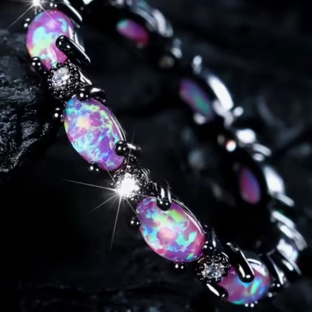 Sterling Black & Purple Opal Ring - Picture 3 of 7